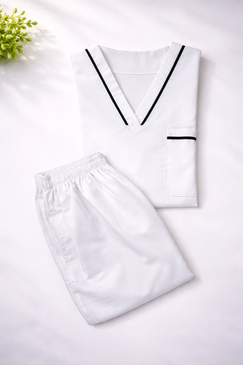 Pyjama De Bloc Blanc & Noir Col-V