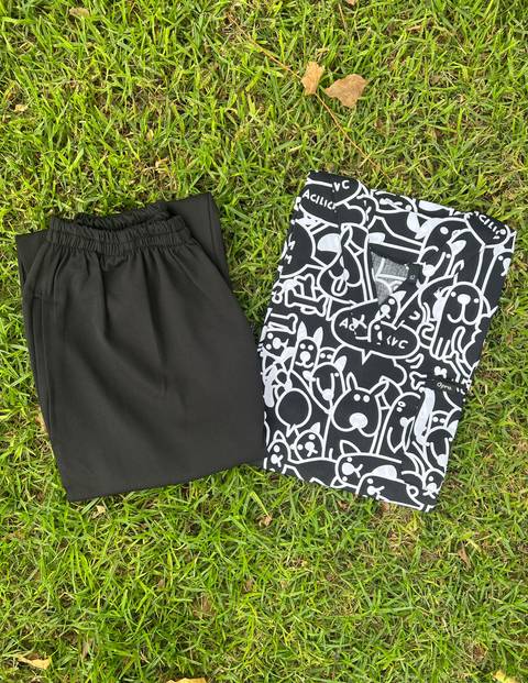 Pyjama De Bloc Motif Cartoon Col-V